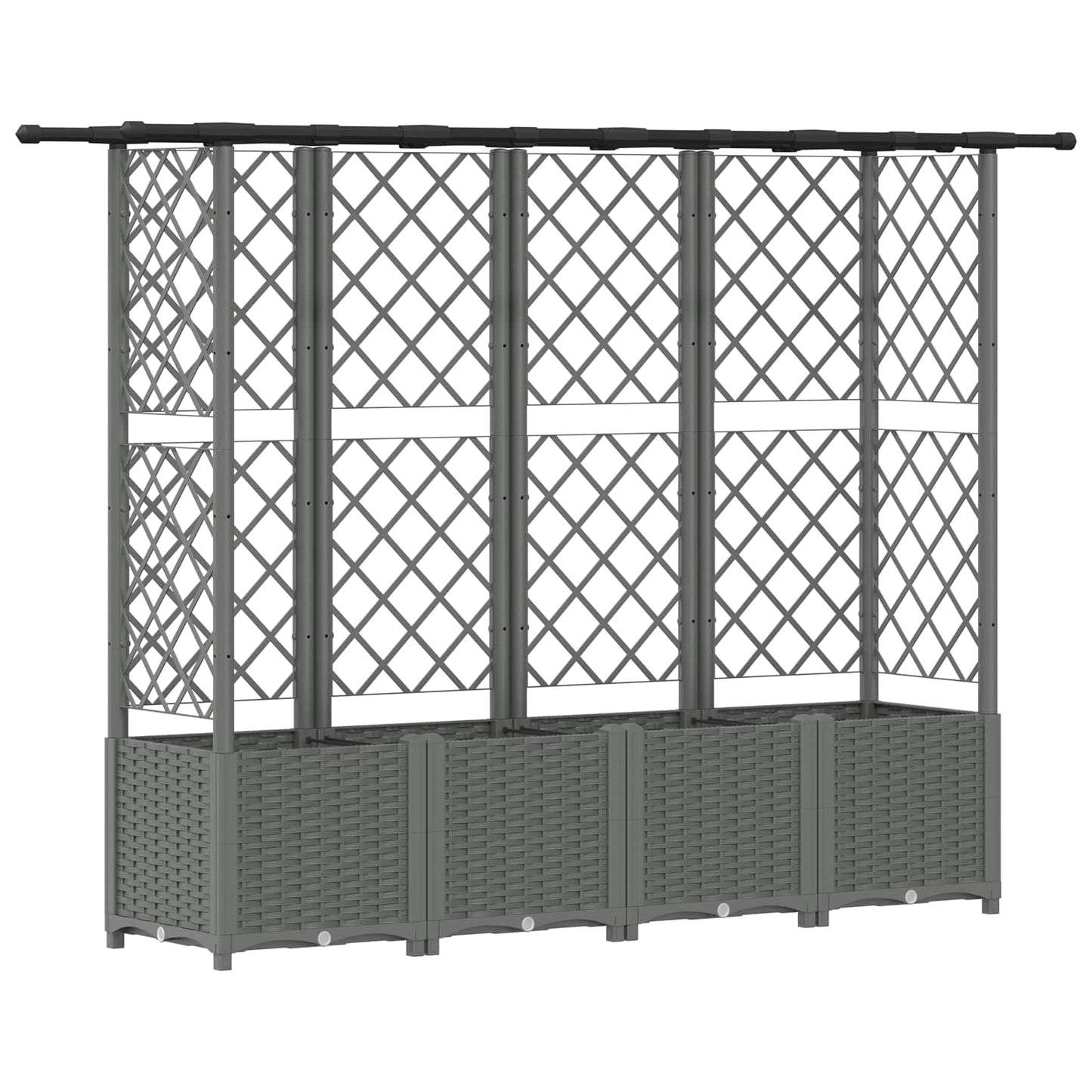 Hevet Bed med Trellis og Tak Lysegrå 202 x 40 x 136 cm PP