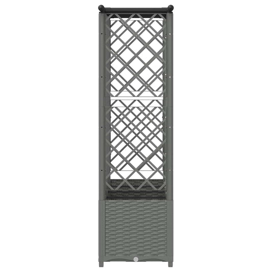 Hevet Bed med Trellis og Tak Lysegrå 202 x 40 x 136 cm PP