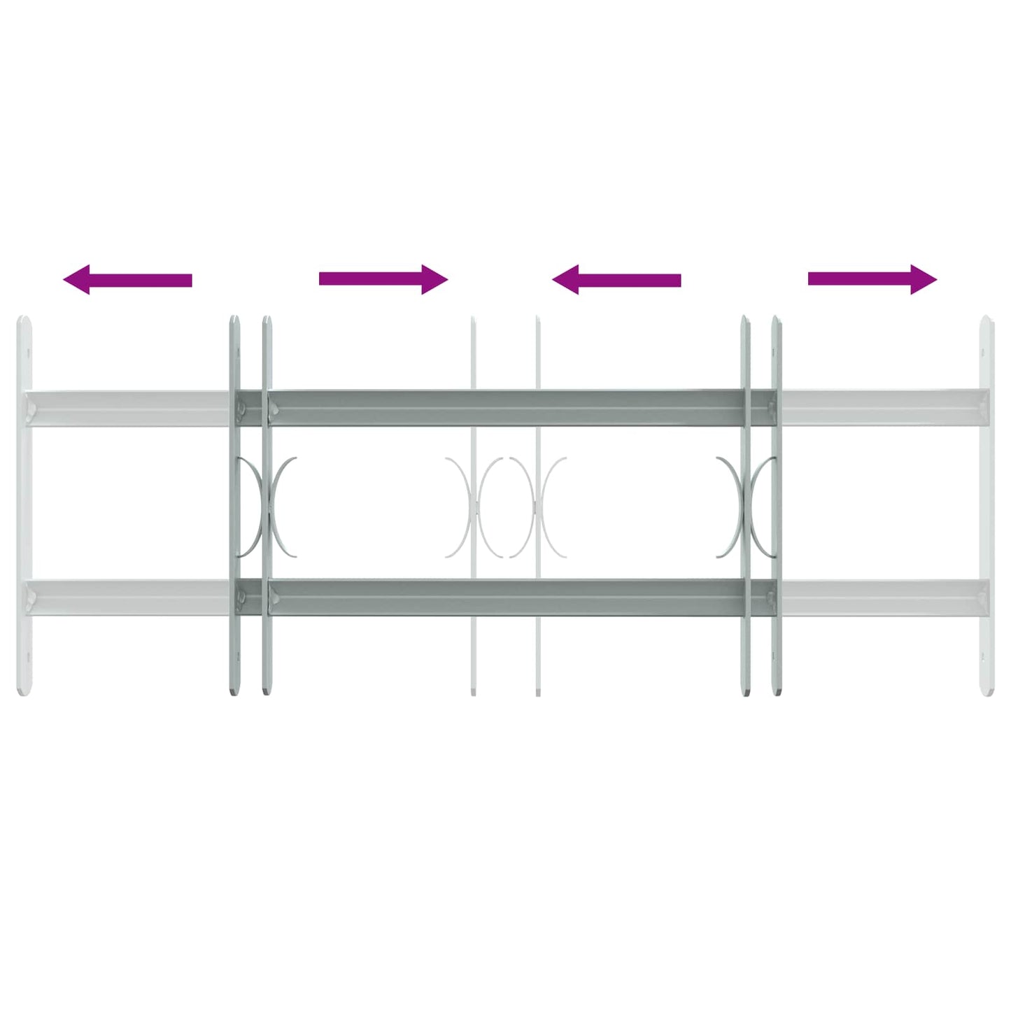 Sikkerhetsgitter for vinduer med 2 tverrbjelker 3 pcs