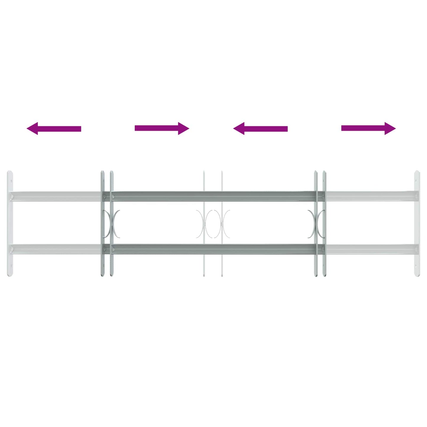 Sikkerhetsgitter for vinduer med 2 tverrbjelker 3 pcs