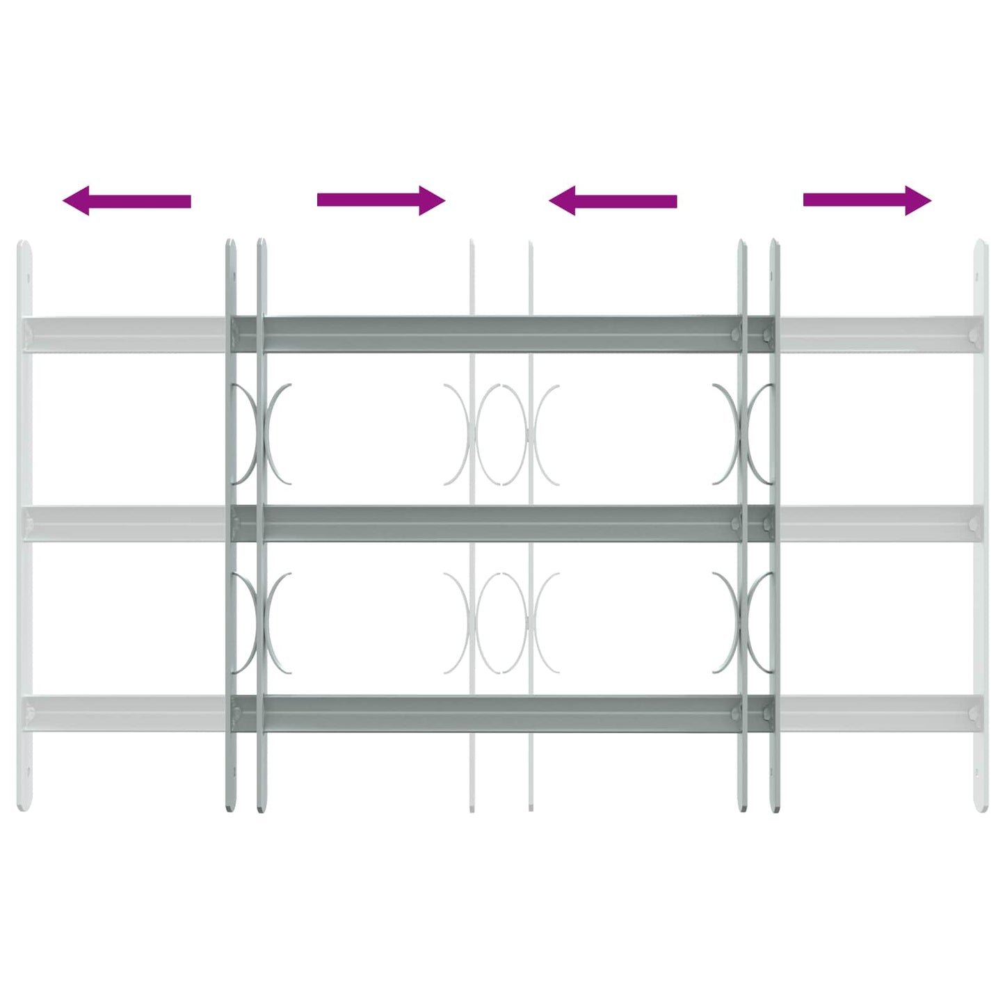 Sikkerhetsgitter for vinduer med 3 tverrbjelker 3 pcs
