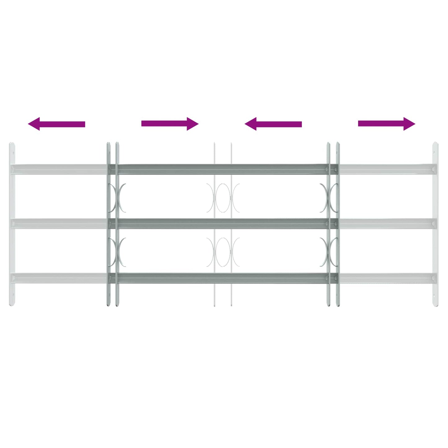 Sikkerhetsgitter for vinduer med 3 tverrbjelker 3 pcs