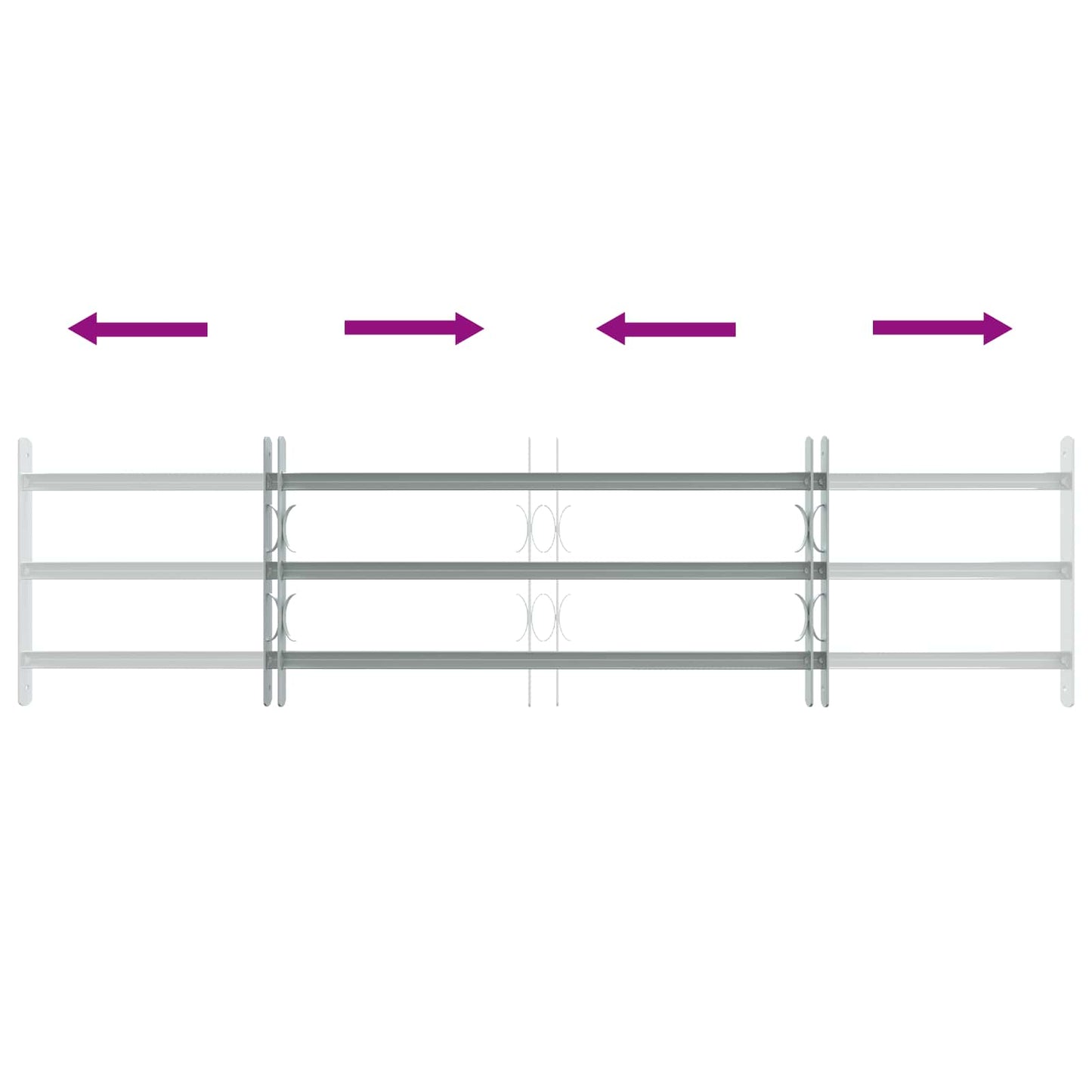 Sikkerhetsgitter for vinduer med 3 tverrbjelker 3 pcs