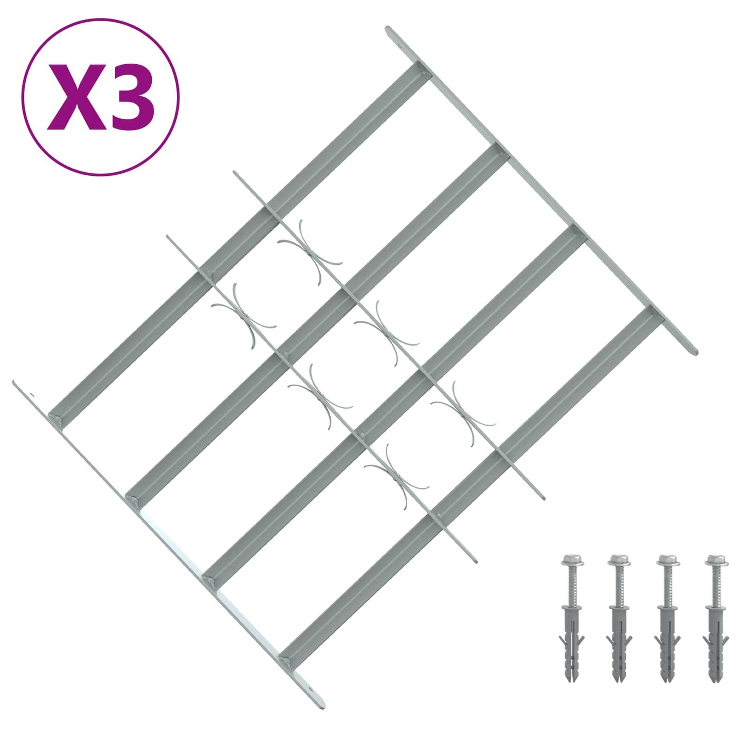 Sikkerhetsgitter for vinduer med 4 tverrbjelker 3 pcs