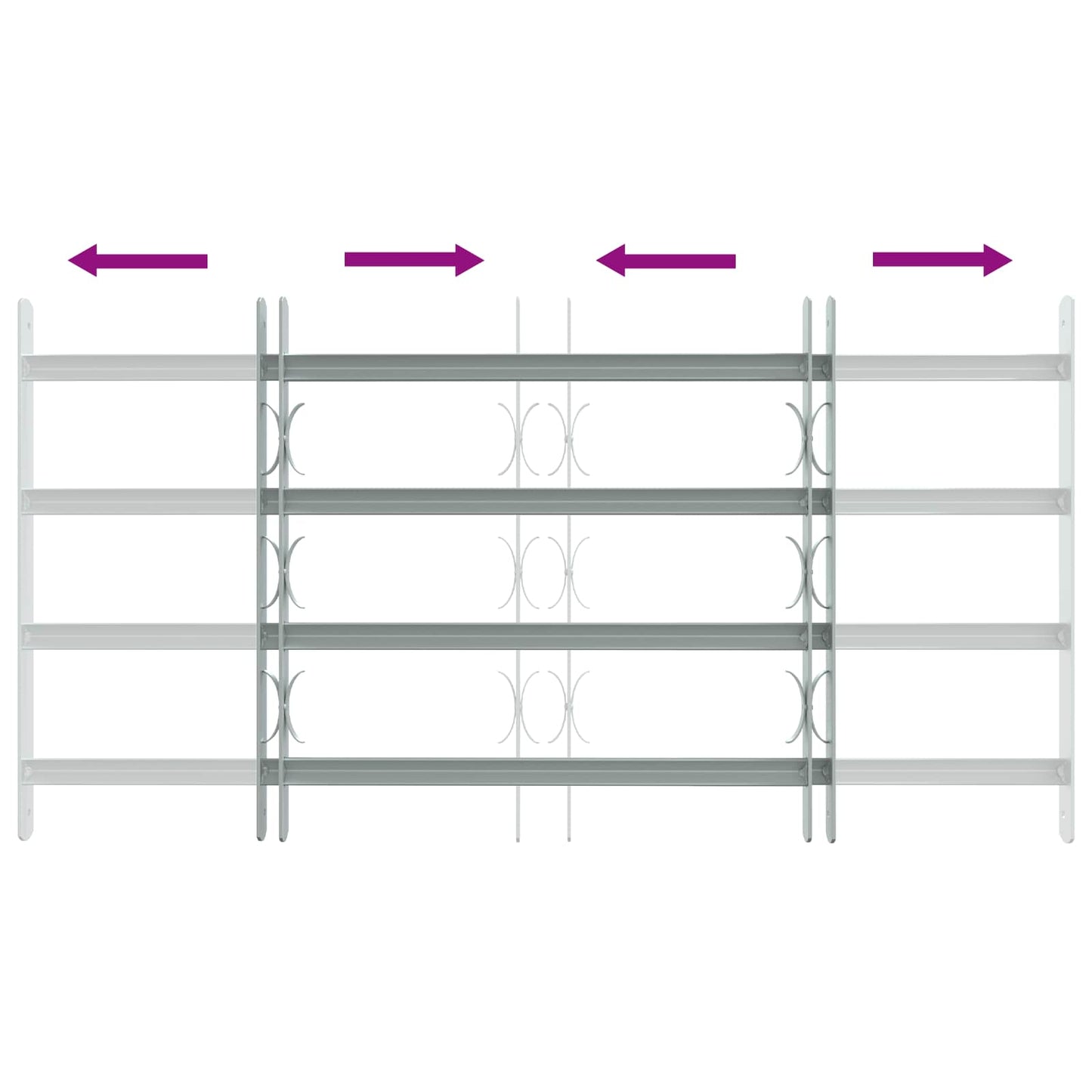 Sikkerhetsgitter for vinduer med 4 tverrbjelker 3 pcs