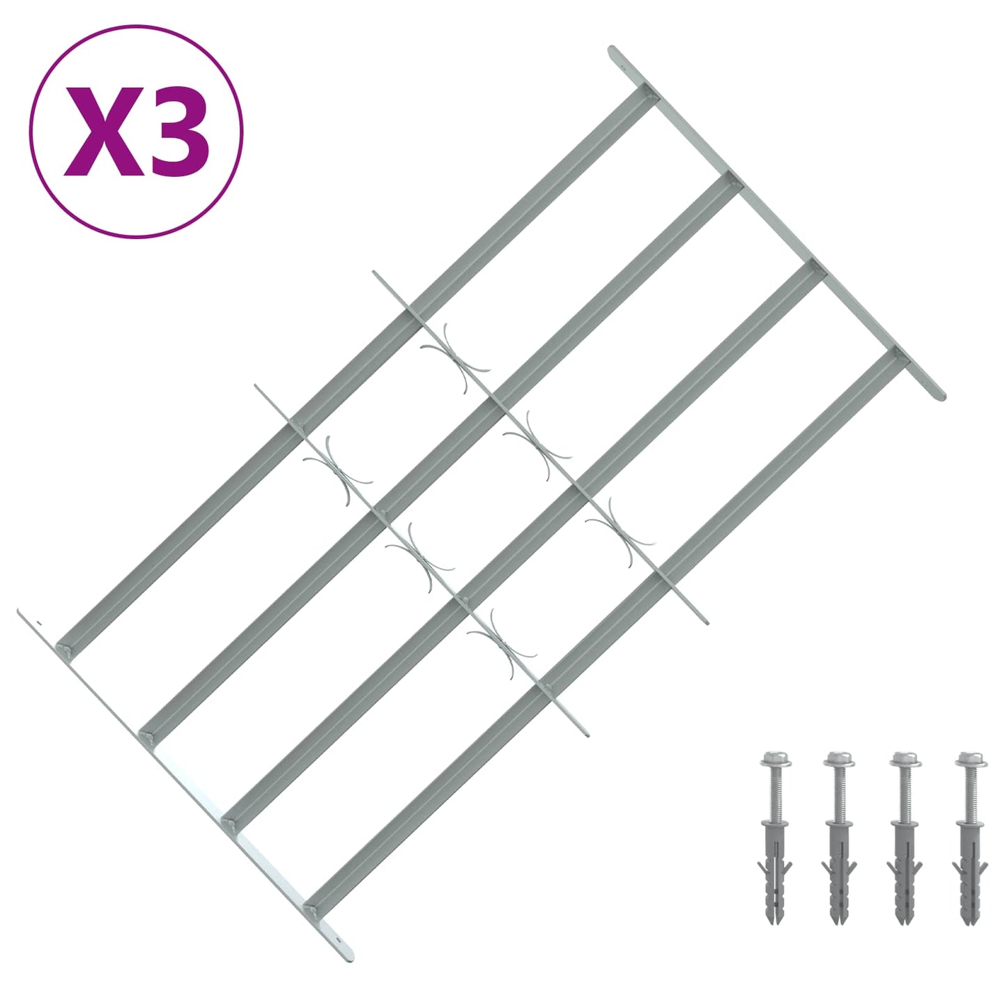 Sikkerhetsgitter for vinduer med 4 tverrbjelker 3 pcs