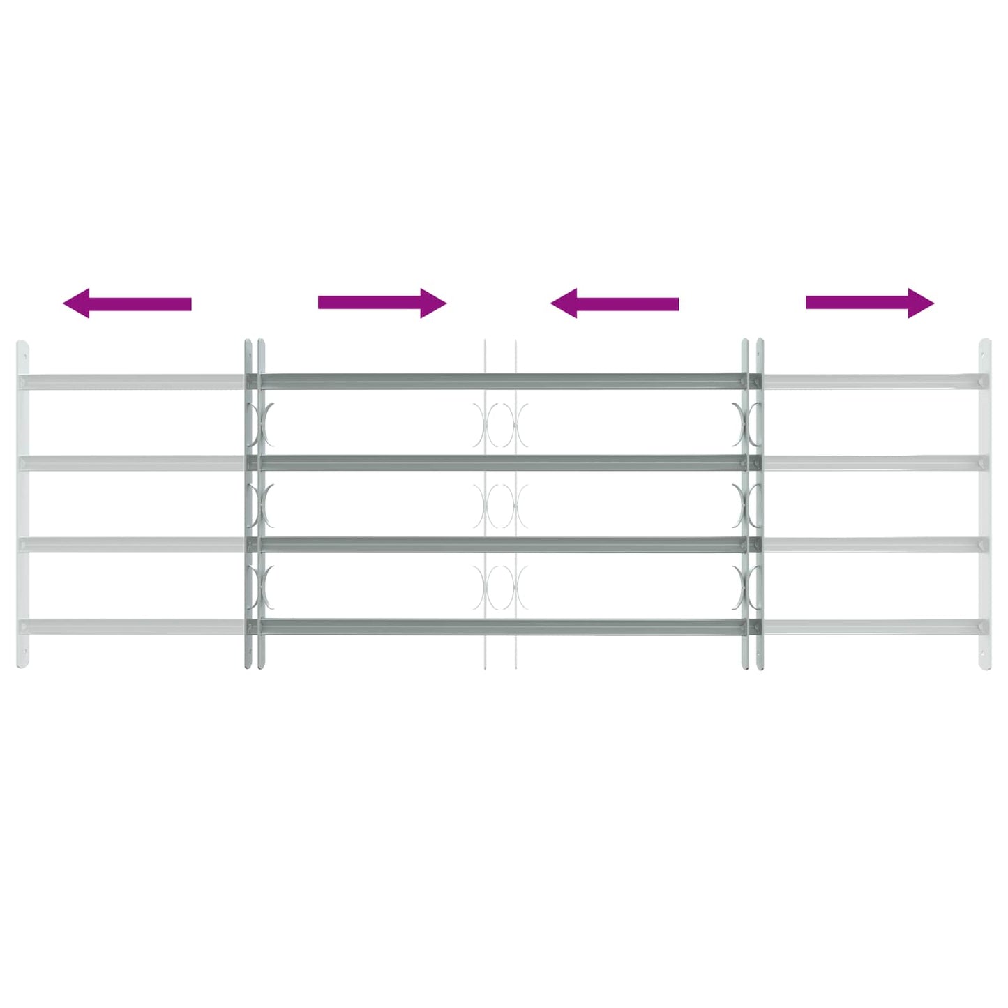 Sikkerhetsgitter for vinduer med 4 tverrbjelker 3 pcs