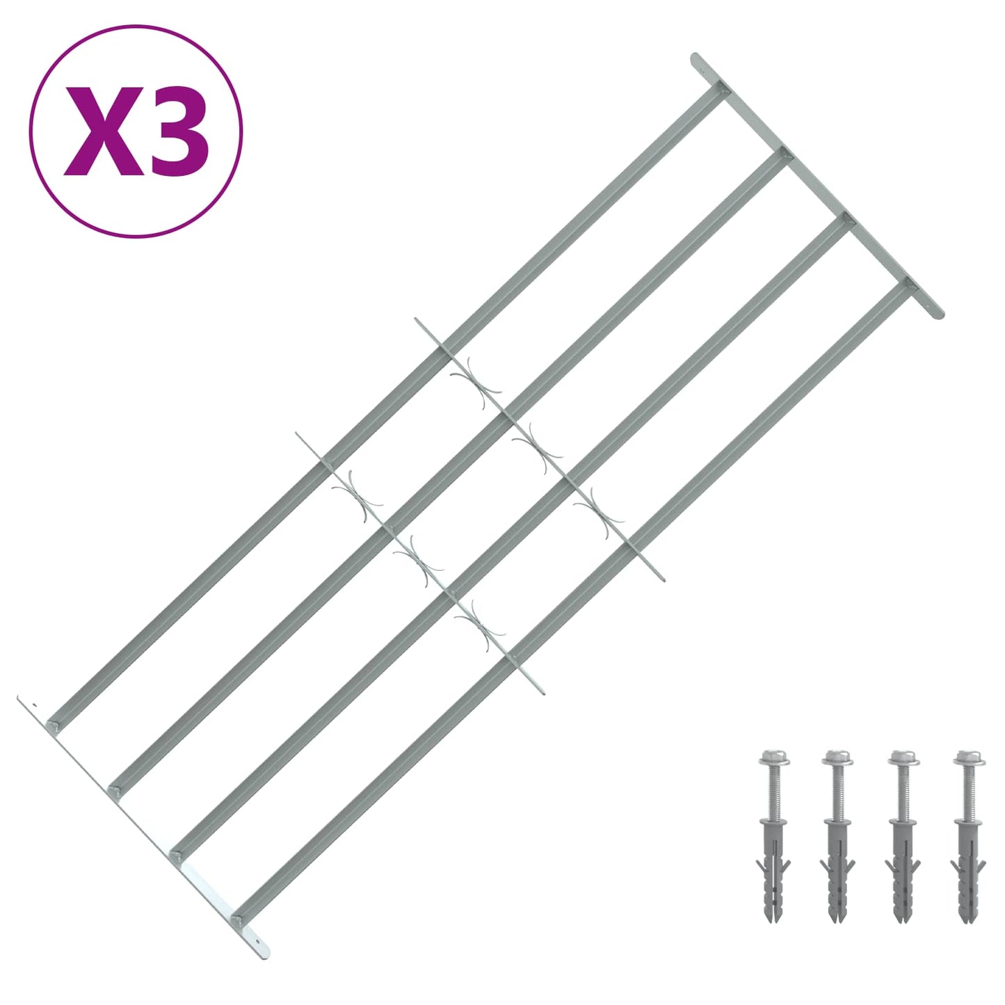 Sikkerhetsgitter for vinduer med 4 tverrbjelker 3 pcs