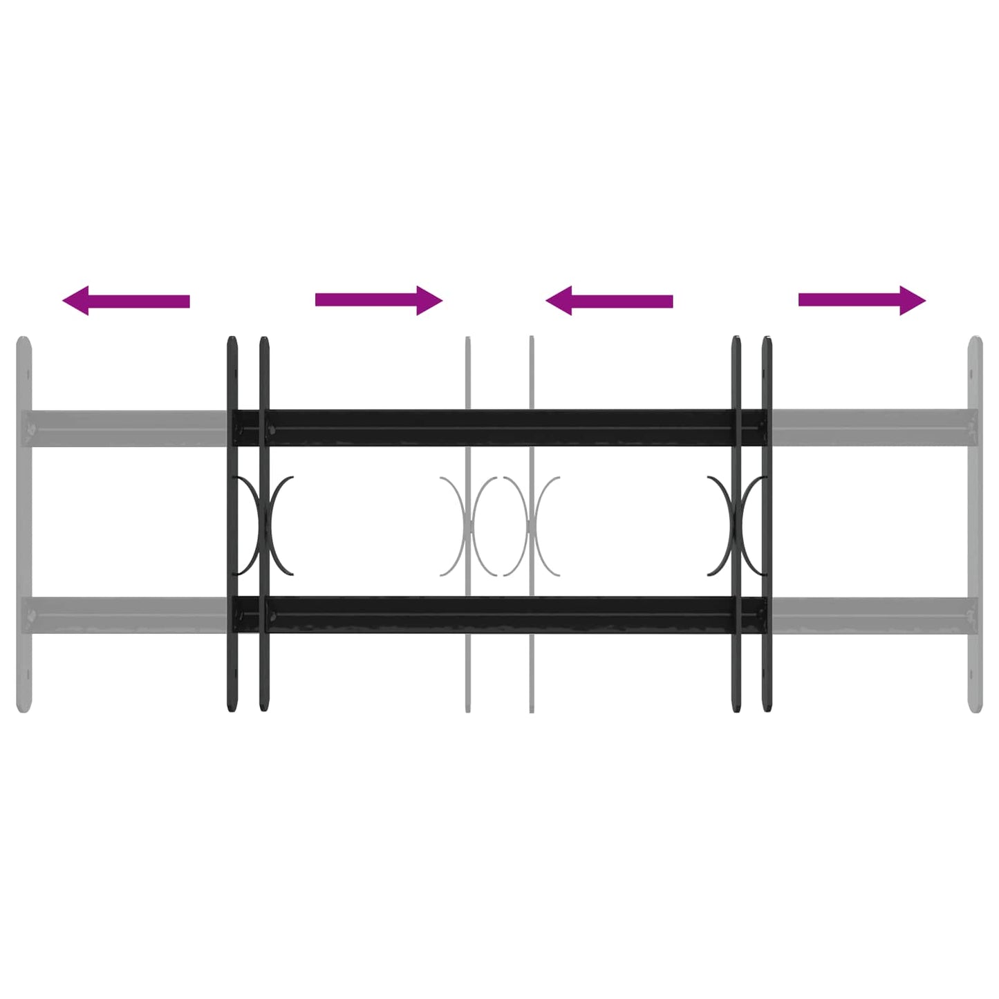 Sikkerhetsgitter for vinduer med 2 tverrbjelker 3 pcs 43-74 cm