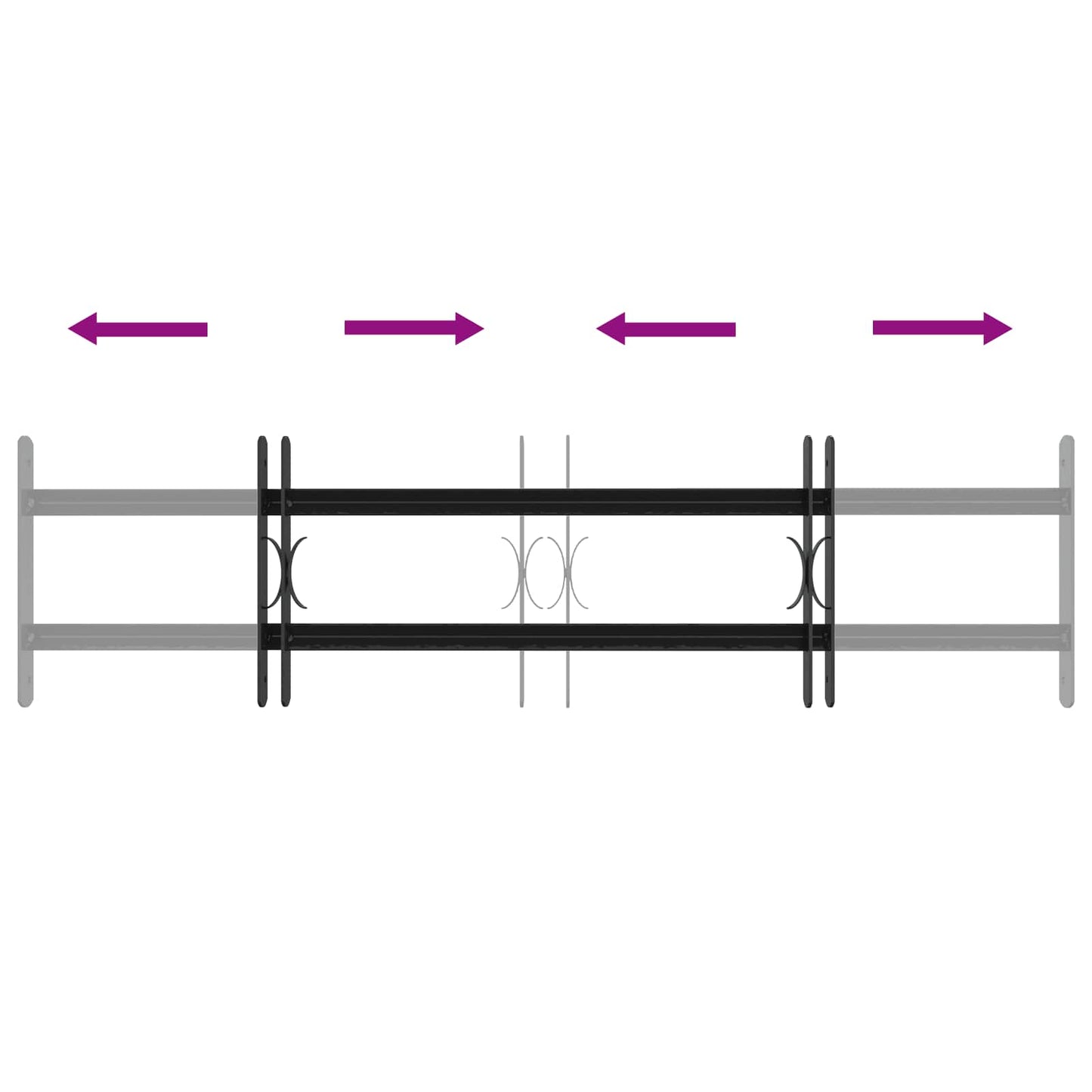 Sikkerhetsgitter for vinduer med 2 tverrbjelker 3 pcs 63-114 cm