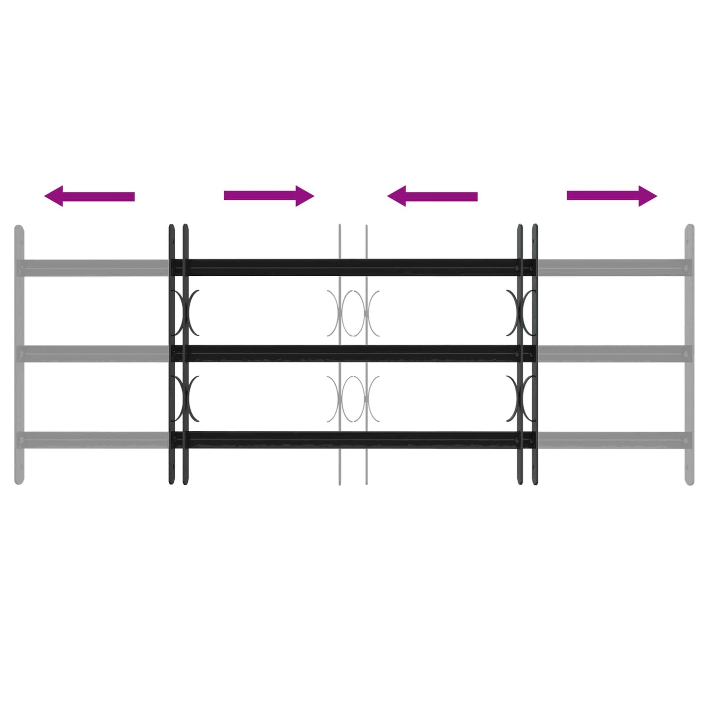 Sikkerhetsgitter for vinduer med 3 tverrbjelker 3 pcs 63-114 cm