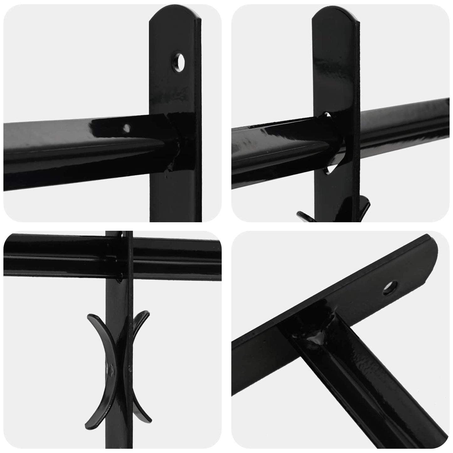 Sikkerhetsgitter for vinduer med 3 tverrbjelker 3 pcs 93-174 cm