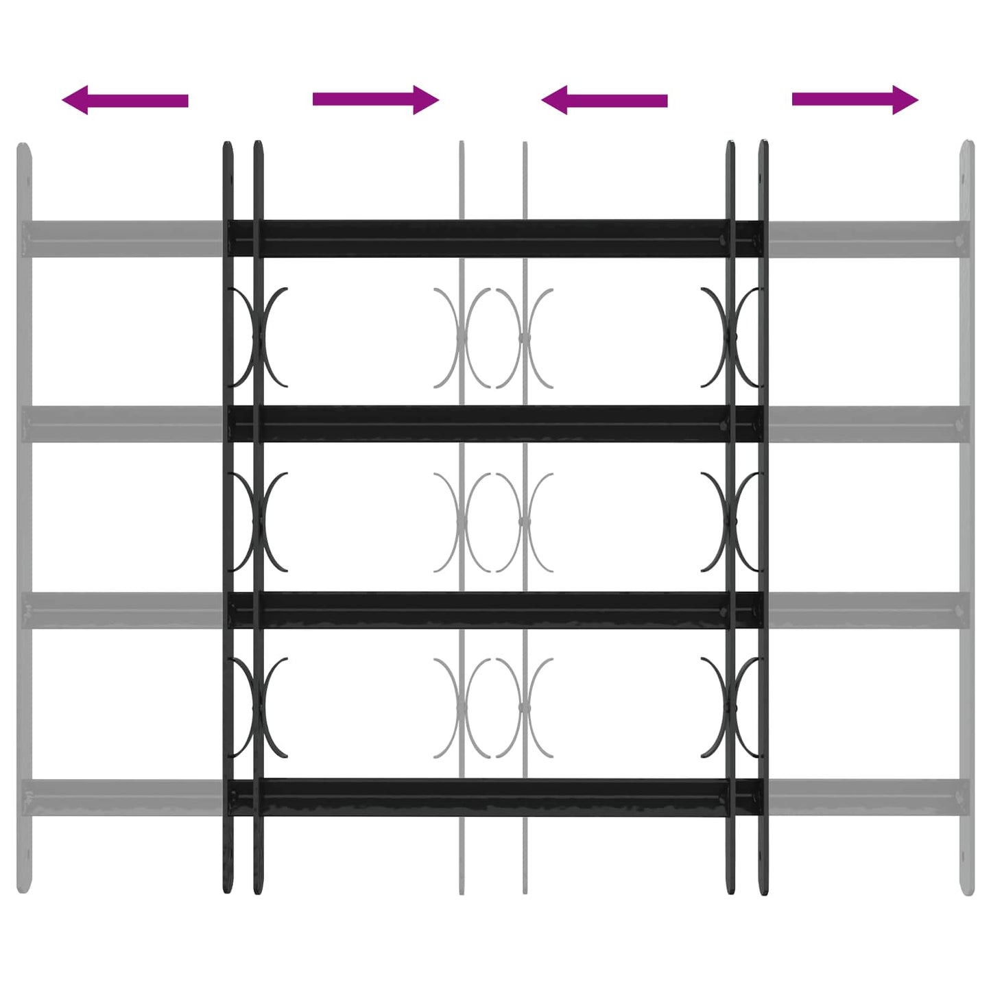 Sikkerhetsgitter for vinduer med 4 tverrbjelker 3 pcs 43-74 cm
