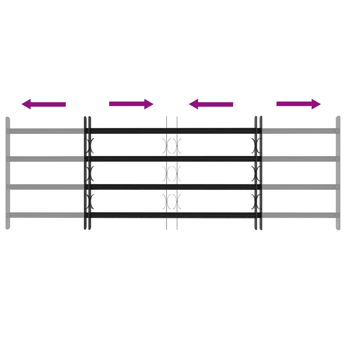 Sikkerhetsgitter for vinduer med 4 tverrbjelker 3 pcs 93-174 cm