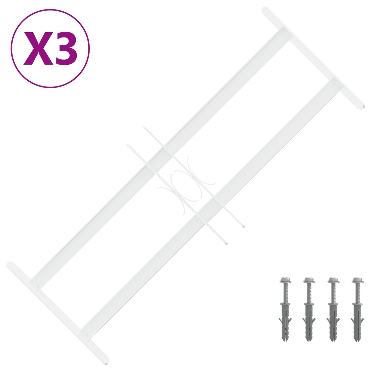 Sikkerhetsgitter for vinduer med 2 tverrbjelker 3 pcs 43-74 cm