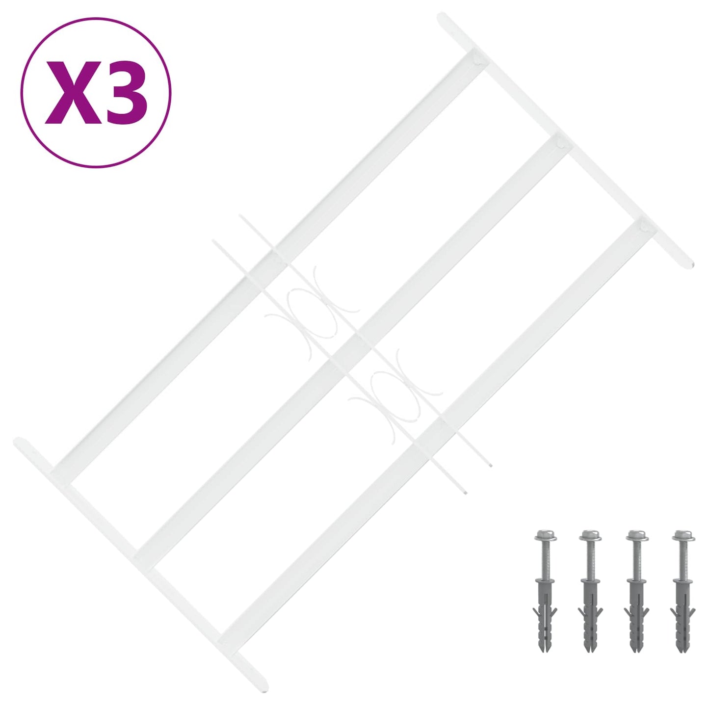 Sikkerhetsgitter for vinduer med 3 tverrbjelker 3 pcs 43-74 cm