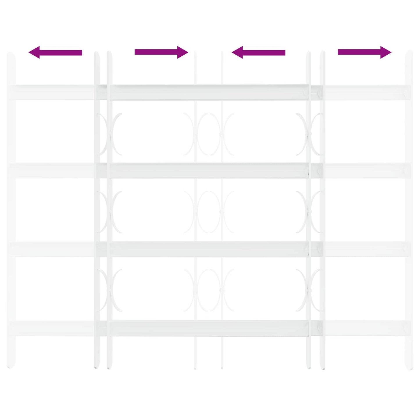 Sikkerhetsgitter for vinduer med 4 tverrbjelker 3 pcs 43-74 cm