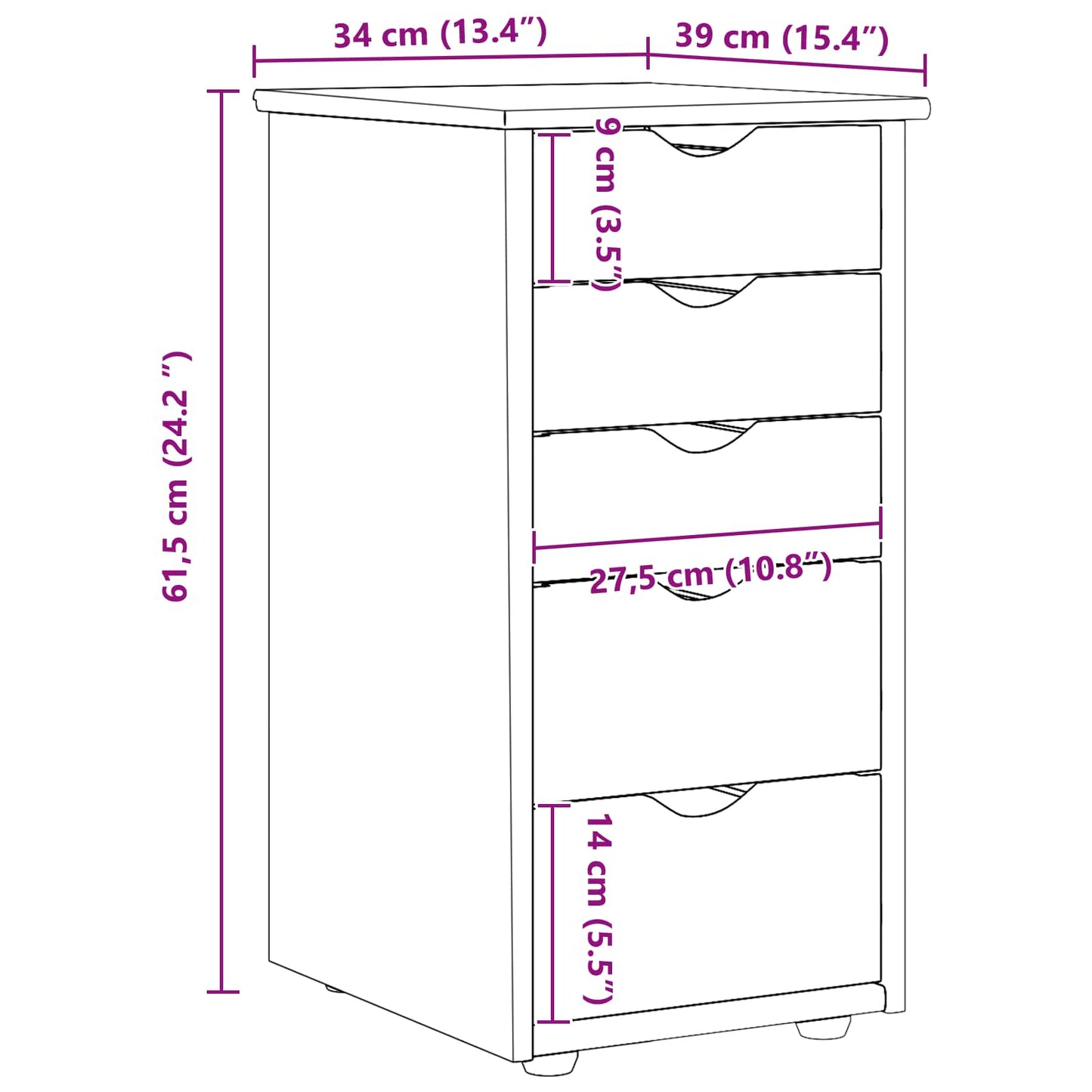 Kabinett Brun 34 x 39 x 61,5 cm Massiv furu