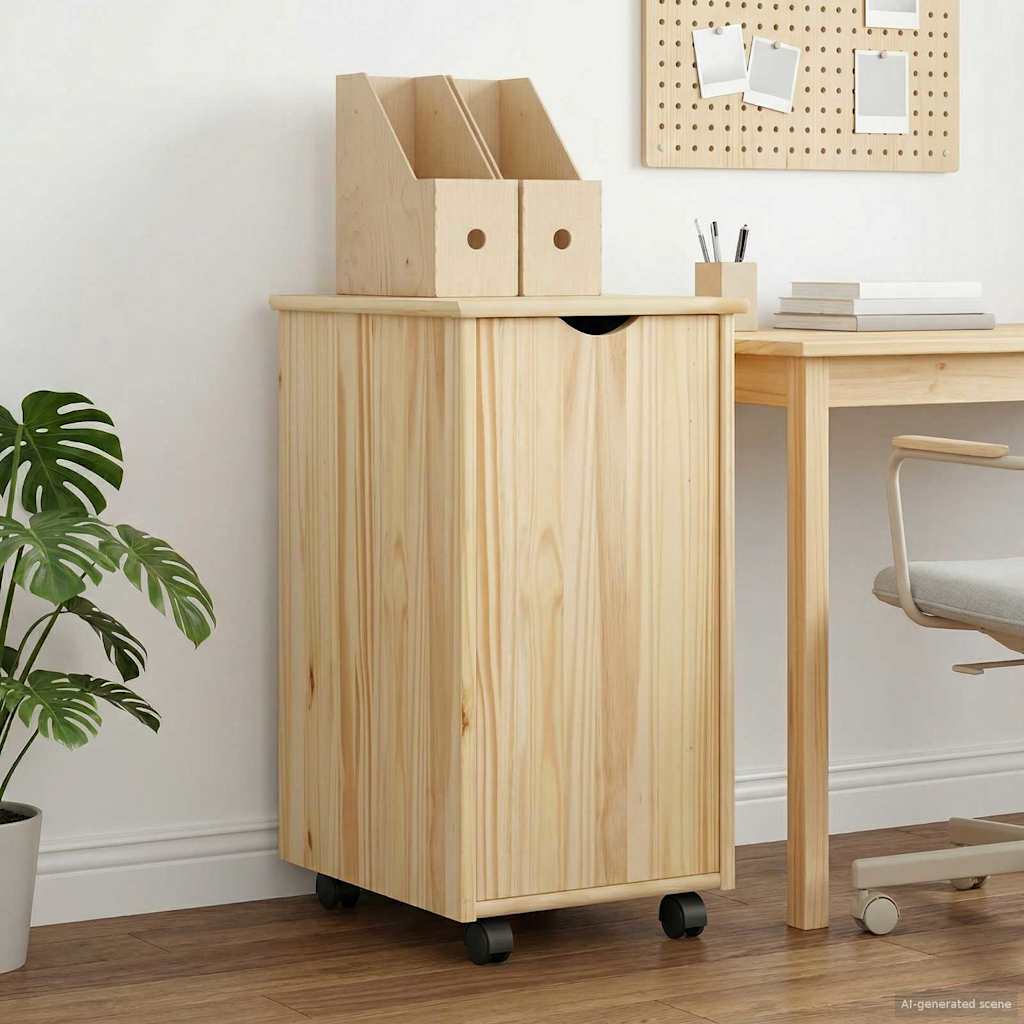 Rullende skap med hjul Brun 34 x 39 x 65,5 cm Massiv furu