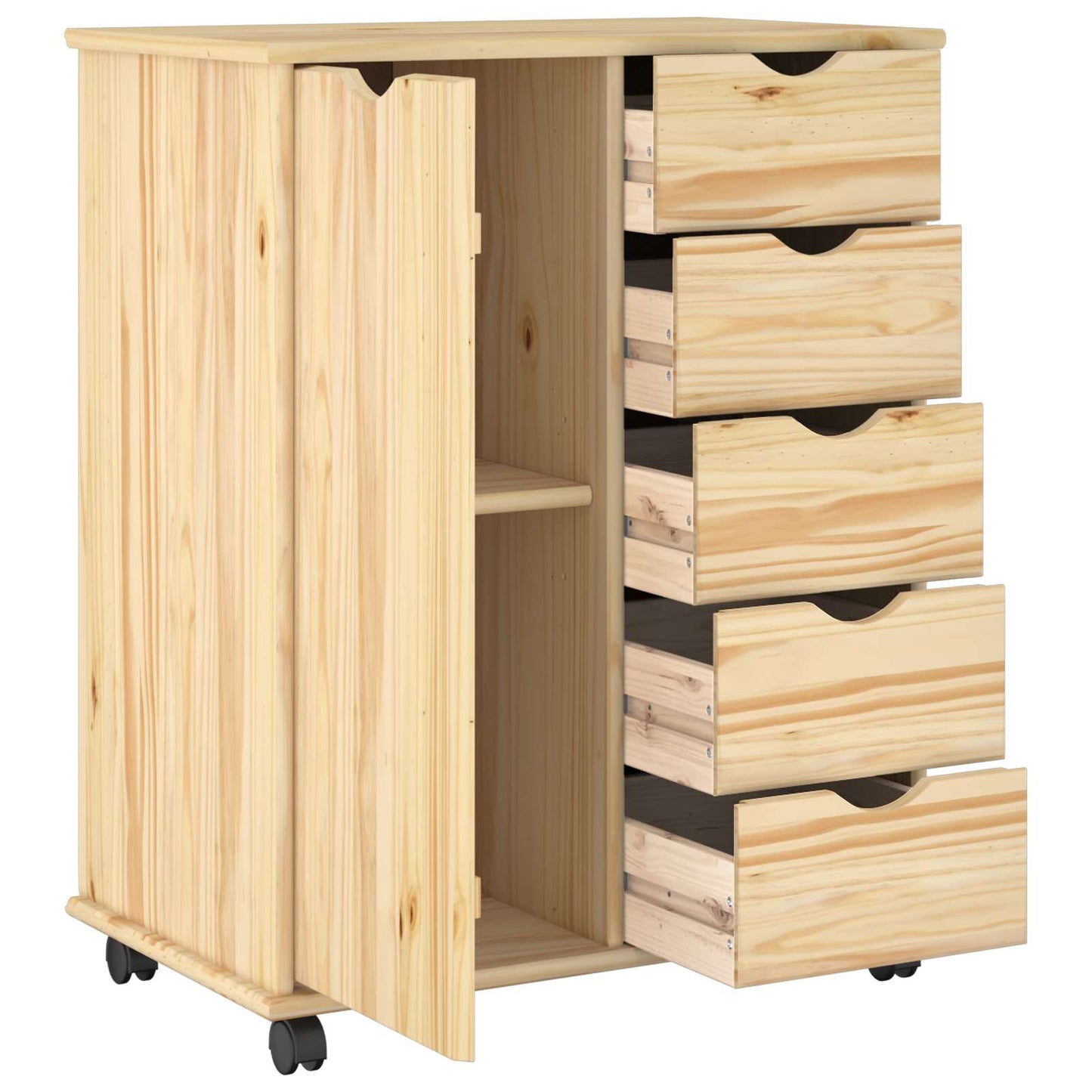 Rullende skap med hjul Brun 63,5 x 39 x 79 cm Massiv furu