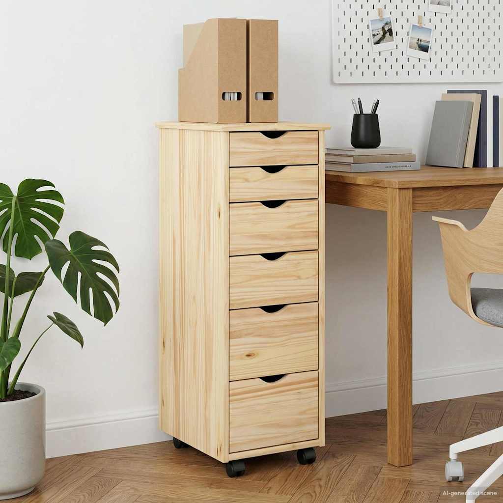 Rullende skap med hjul Brun 34 x 39 x 93,5 cm Massiv furu