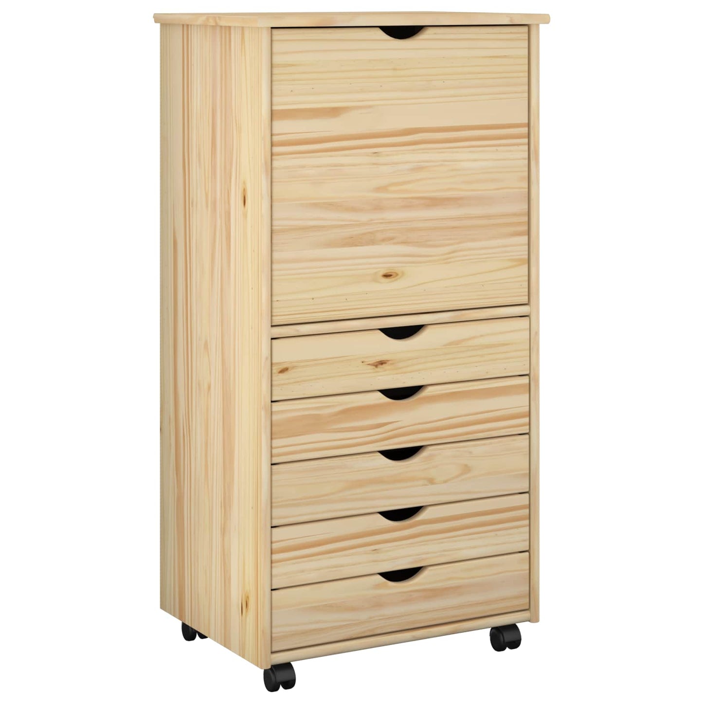 Rullende skap med hjul Brun 53 x 39 x 103 cm Massiv furu