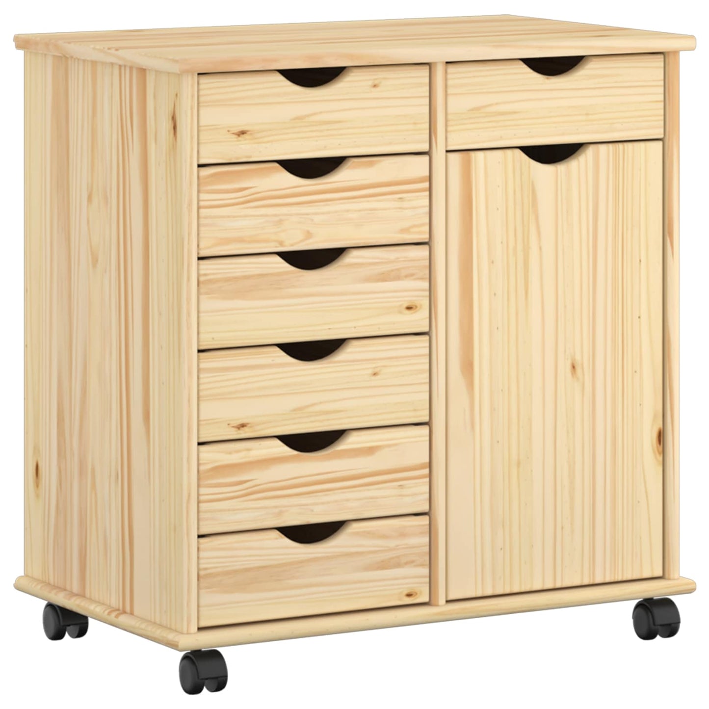 Rullende skap med hjul Brun 63,5 x 39 x 65,5 cm Massiv furu