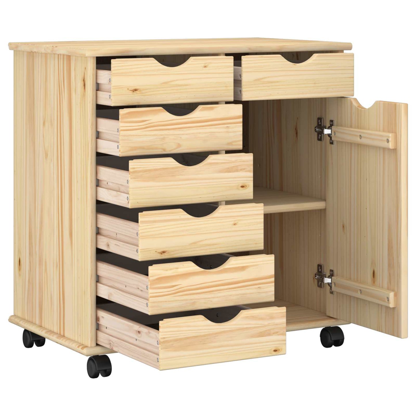 Rullende skap med hjul Brun 63,5 x 39 x 65,5 cm Massiv furu