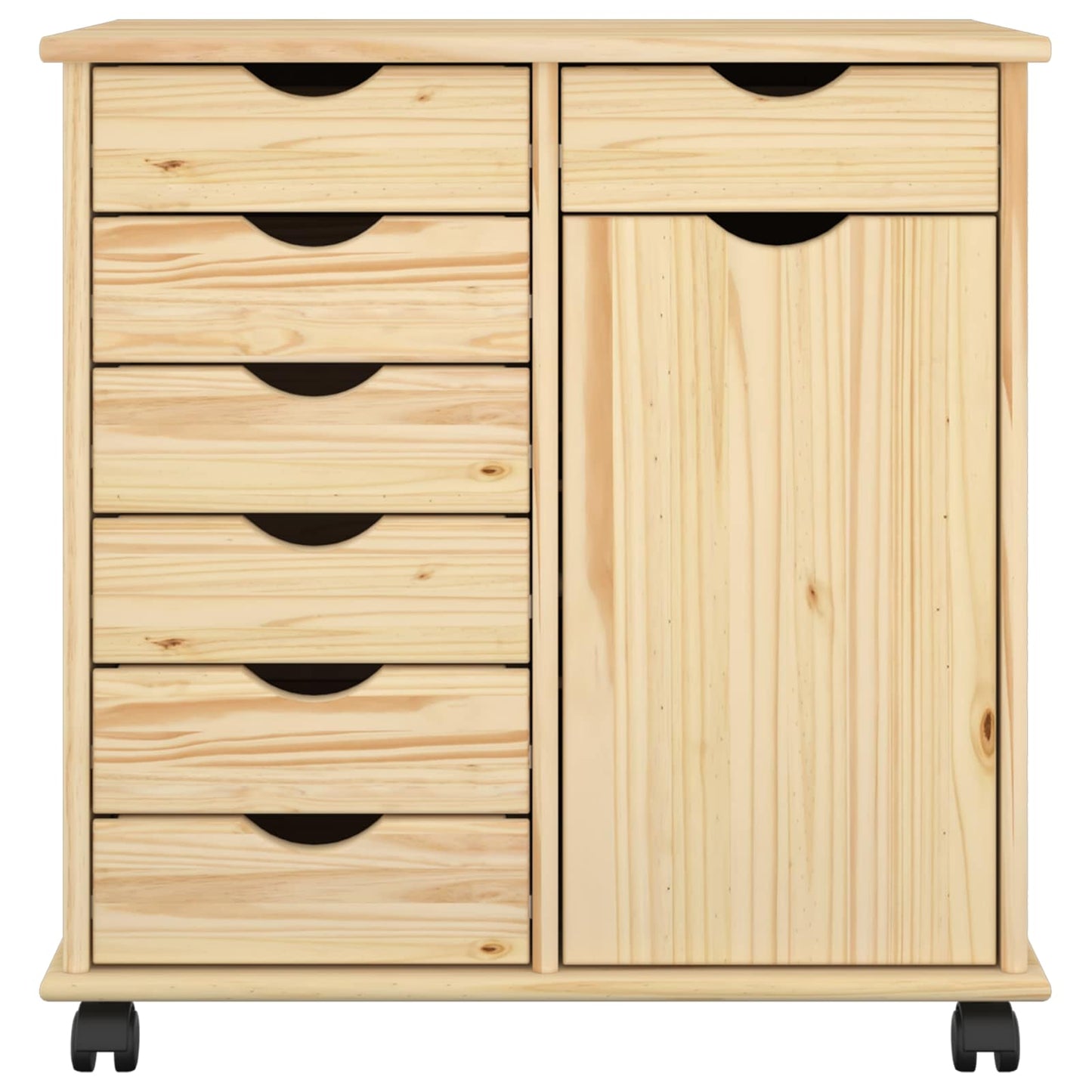 Rullende skap med hjul Brun 63,5 x 39 x 65,5 cm Massiv furu