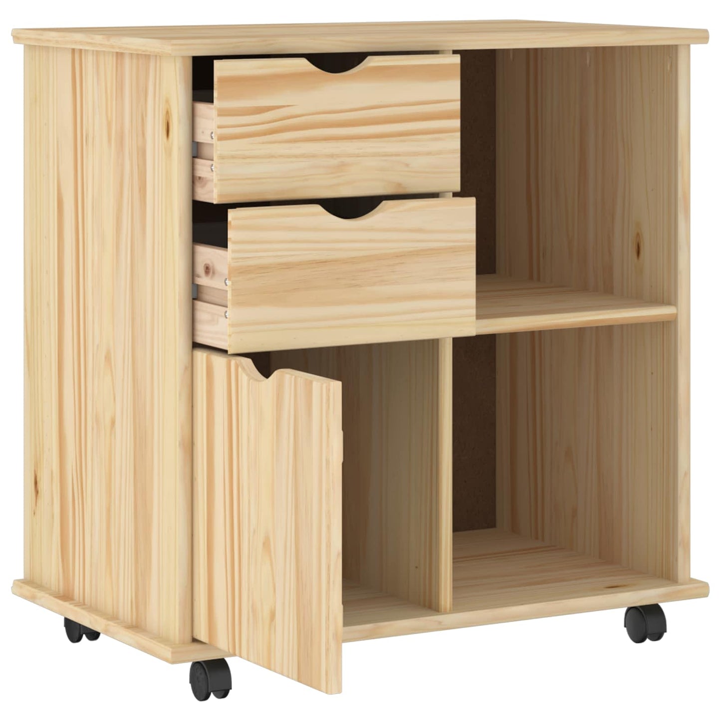 Rullende skap med hjul Brun 63,5 x 39 x 65,5 cm Massiv furu