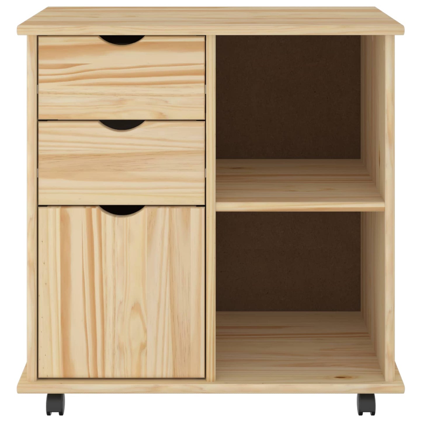 Rullende skap med hjul Brun 63,5 x 39 x 65,5 cm Massiv furu