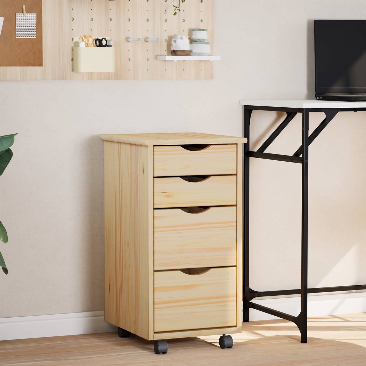 Rullende skap med skrivebord MOSS Klar lakk 34 x 39 x 65,5 cm
