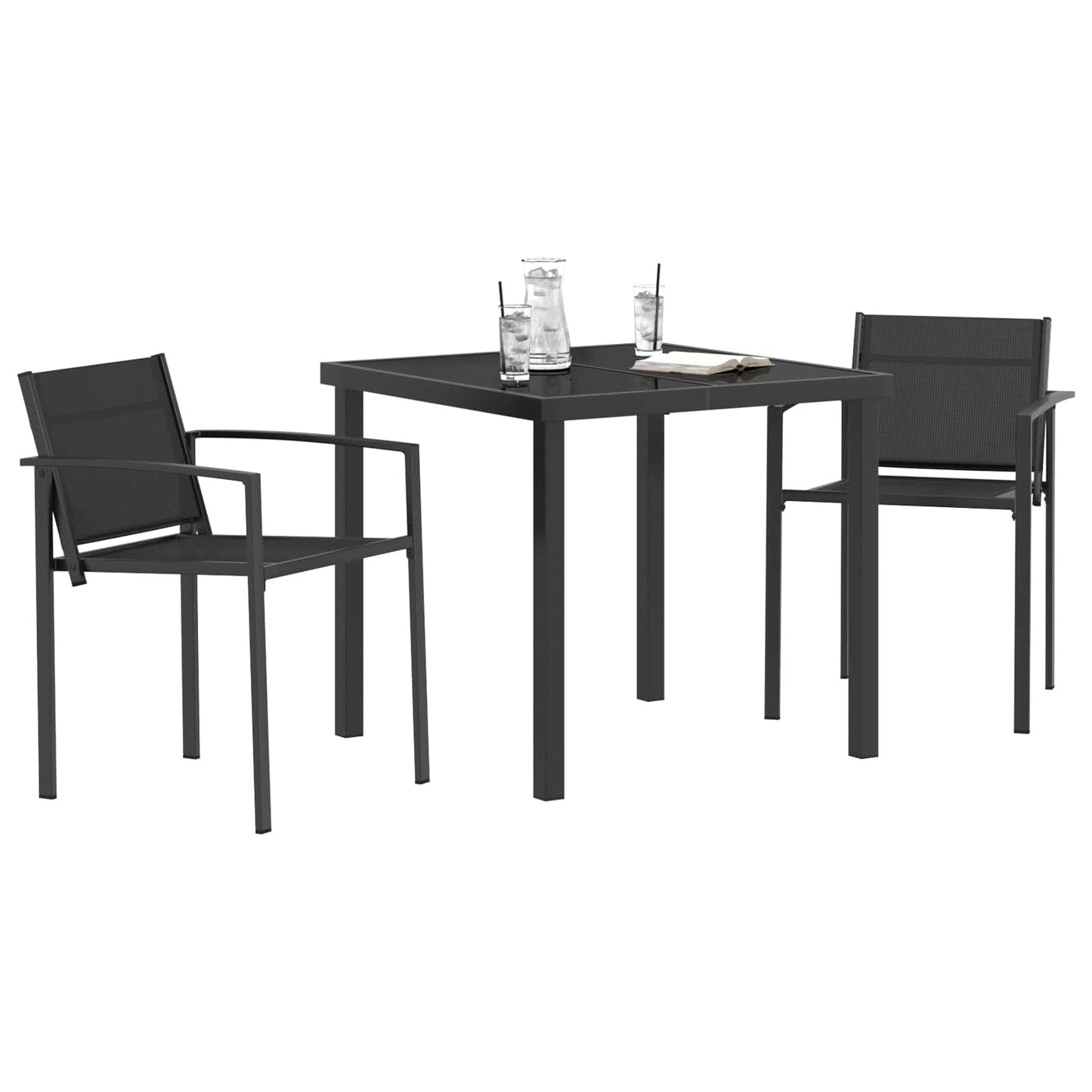 Utemøbelsett 3 pcs Svart og Anthracite 80 x 80 x 73 cm