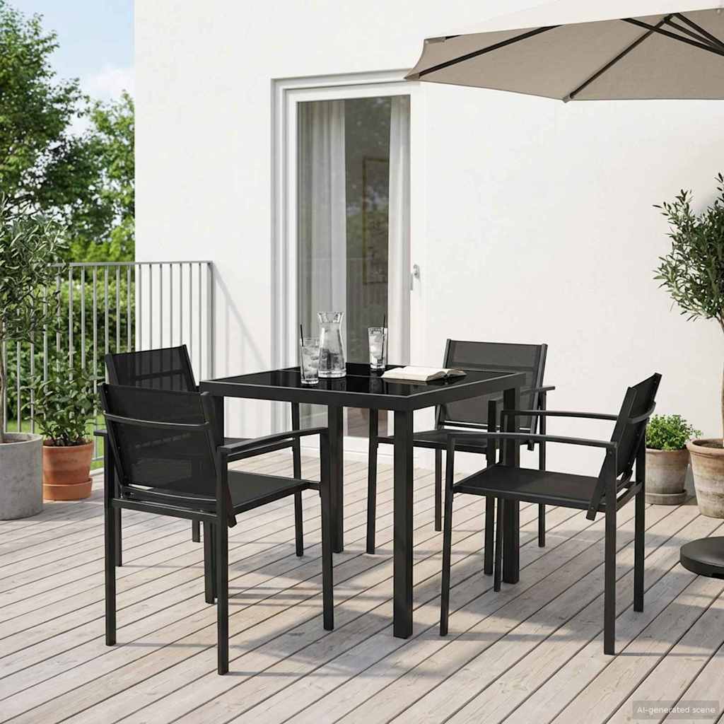 Utemøbelsett 5 pcs Svart og Anthracite 80 x 80 x 73 cm