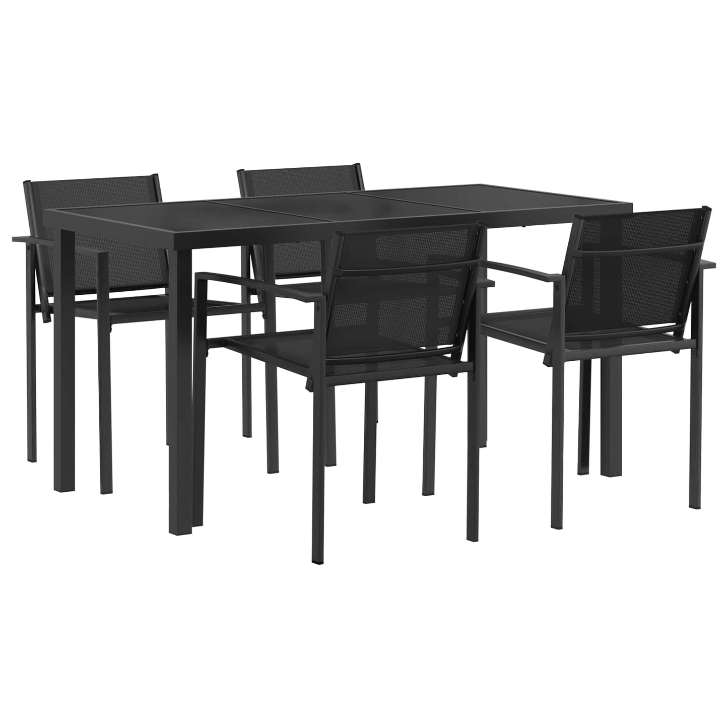 Utemøbelsett 5 pcs Svart og Anthracite 140 x 70 x 73 cm