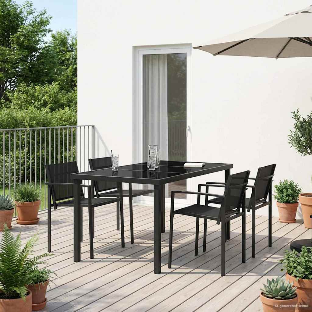 Utemøbelsett 5 pcs Svart og Anthracite 160 x 80 x 73 cm