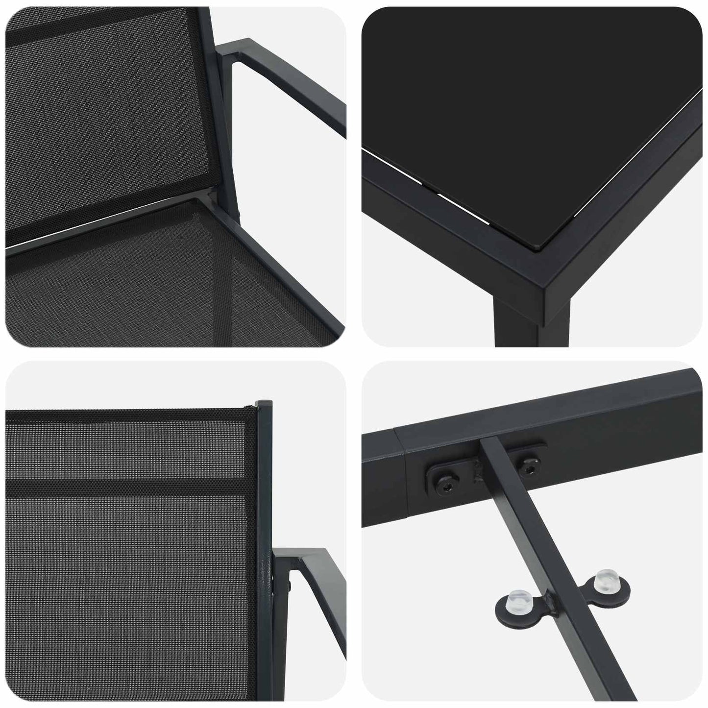Utemøbelsett 7 pcs Svart og Anthracite 160 x 80 x 73 cm
