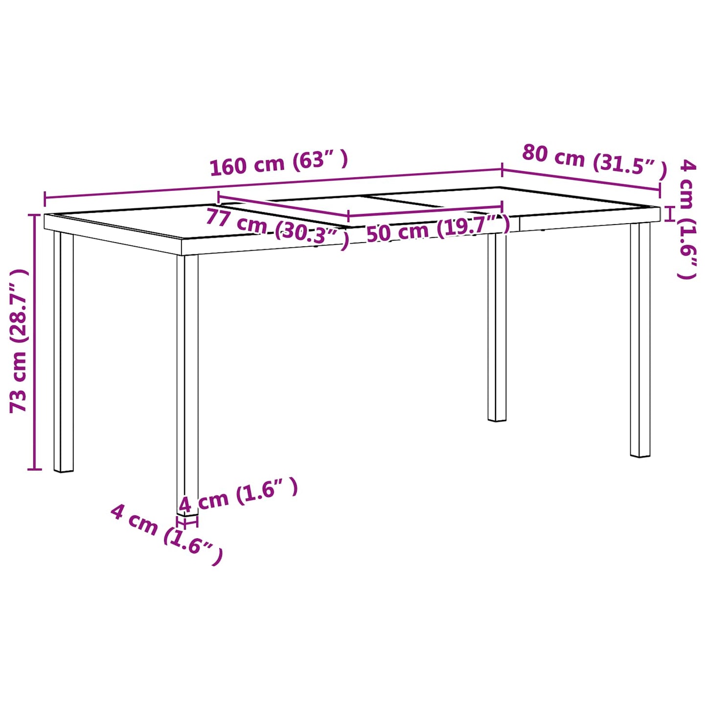 Utemøbelsett 7 pcs Svart og Anthracite 160 x 80 x 73 cm