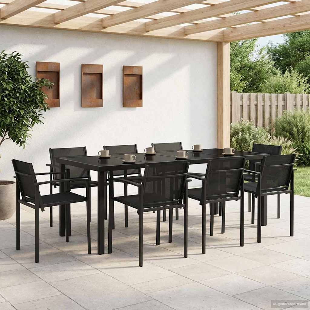 Utemøbelsett 7 pcs Svart og Anthracite Textilene