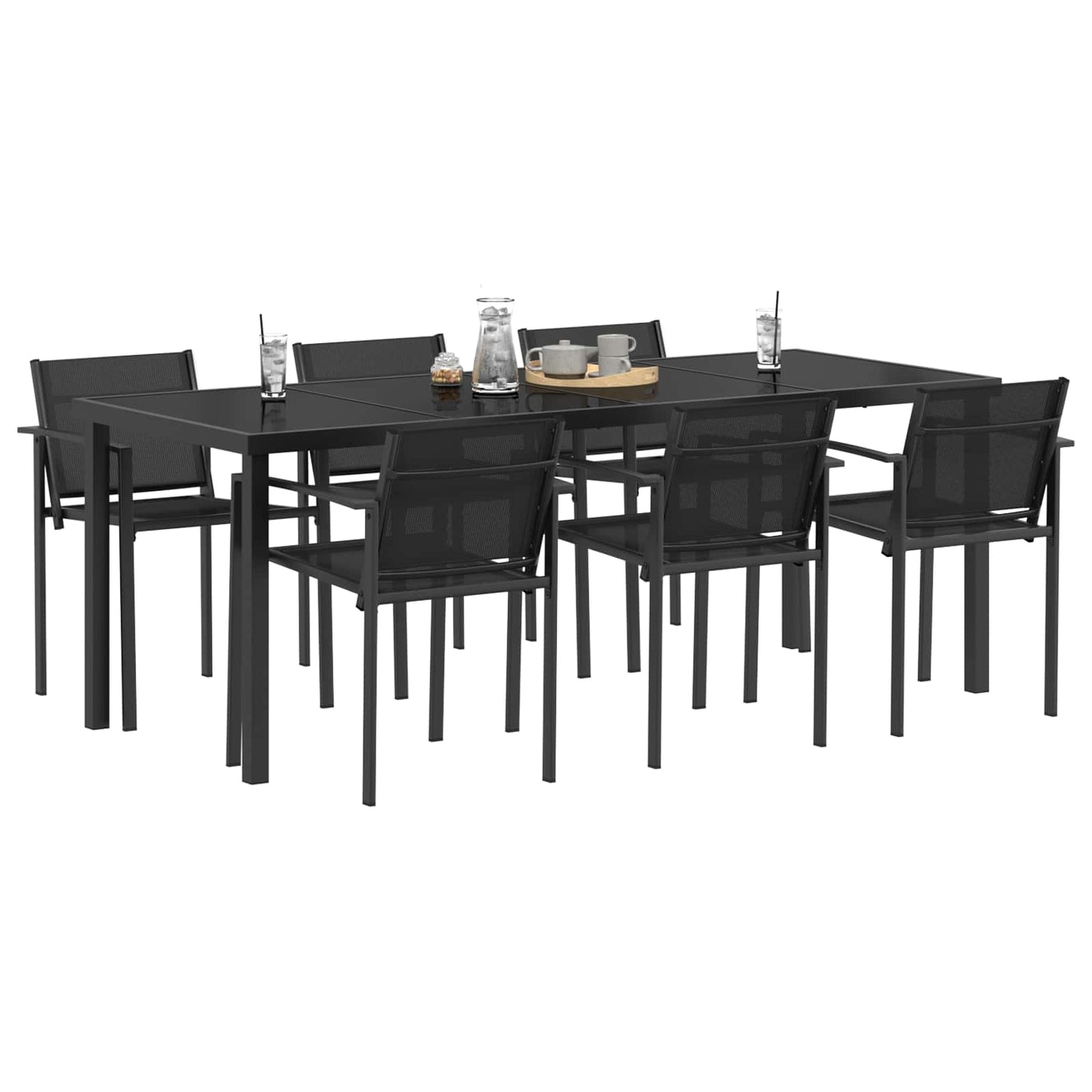 Utemøbelsett 7 pcs Svart og Anthracite Textilene