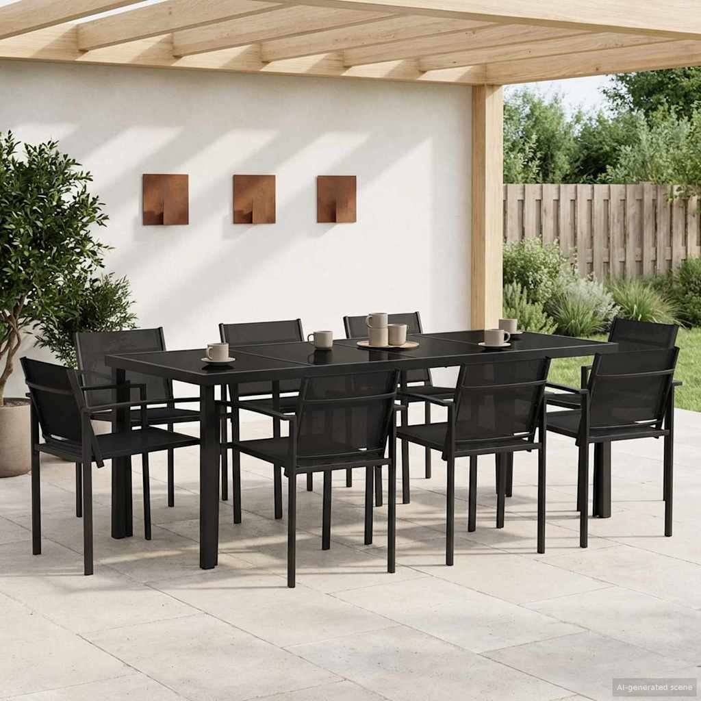 Utemøbelsett 9 pcs Svart og Anthracite Textilene