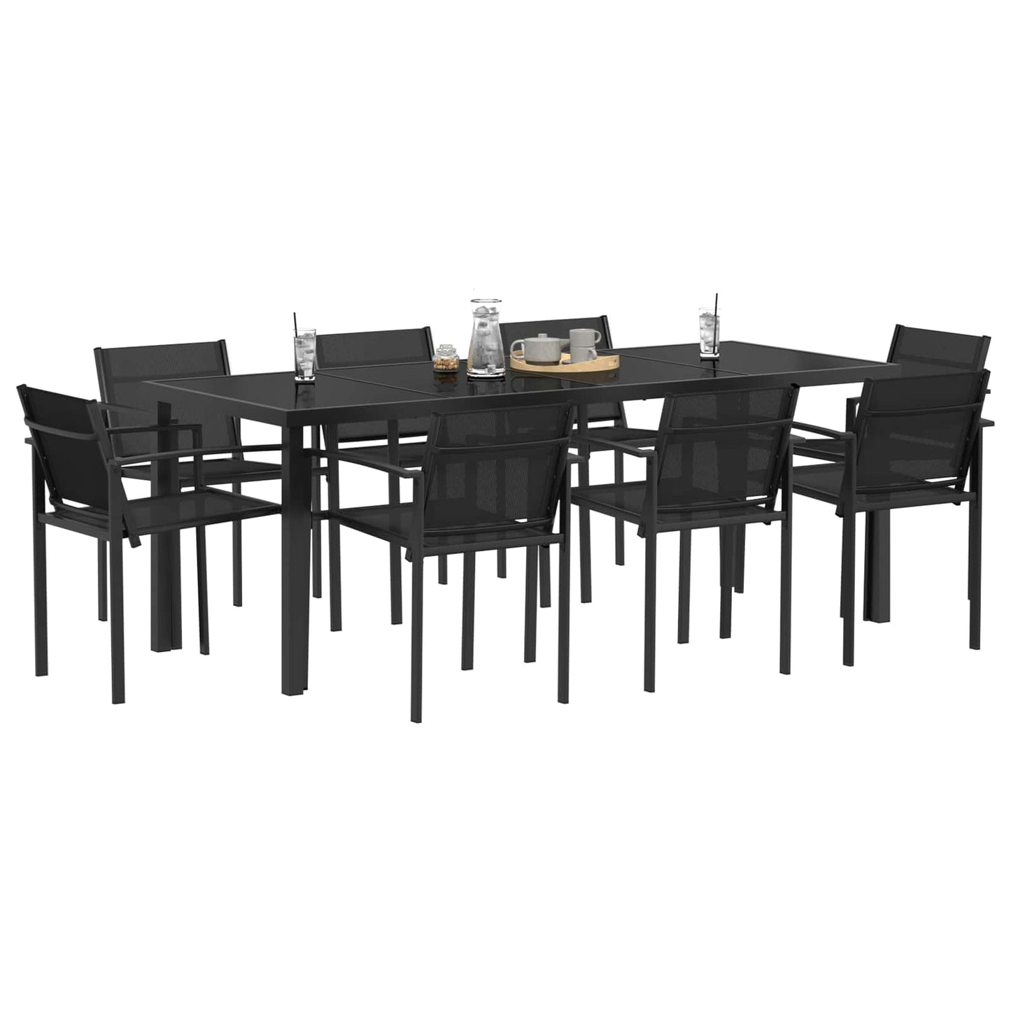Utemøbelsett 9 pcs Svart og Anthracite Textilene