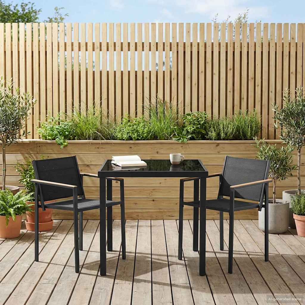 Utemøbelsett 3 pcs Svart og Anthracite 80 x 80 x 73 cm