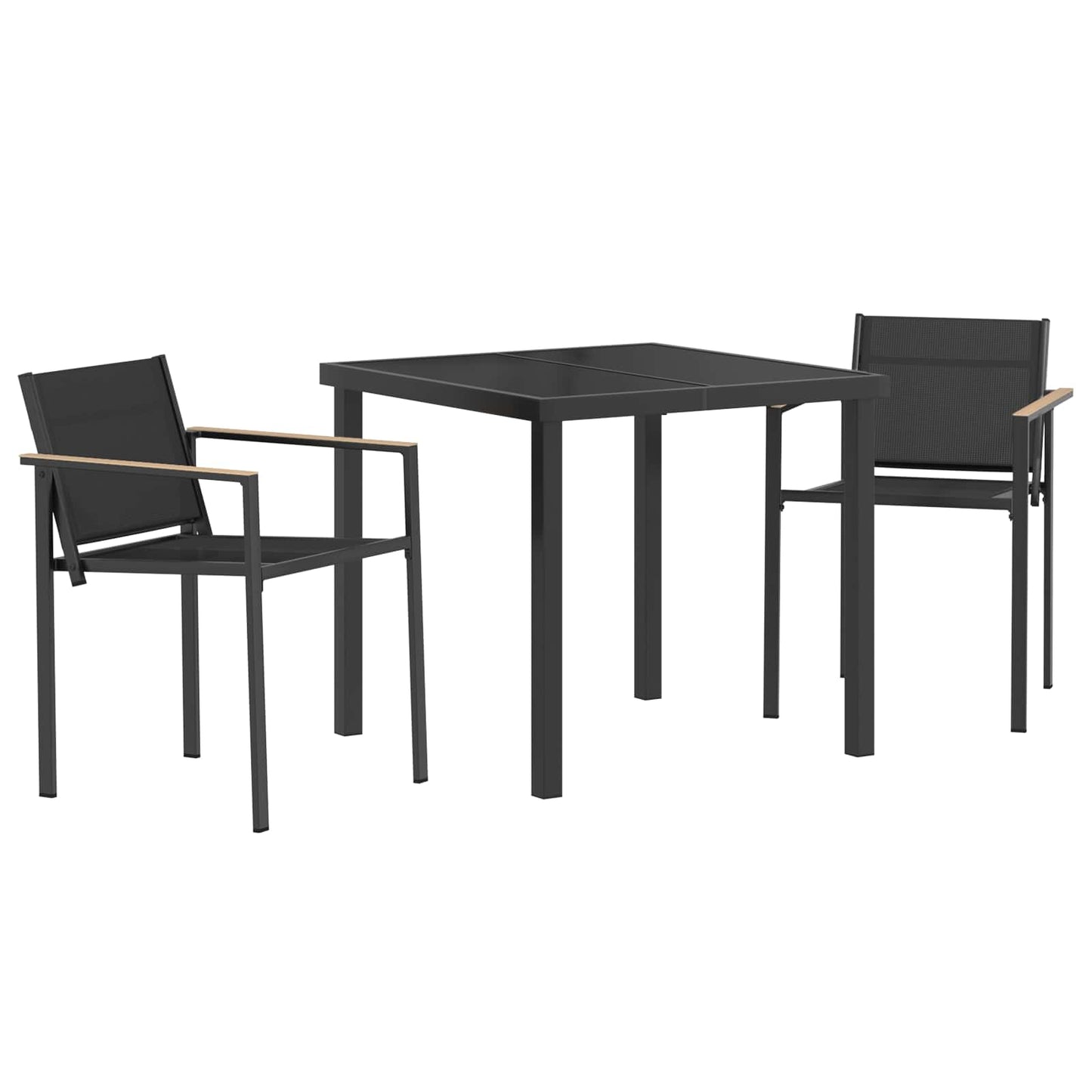 Utemøbelsett 3 pcs Svart og Anthracite 80 x 80 x 73 cm