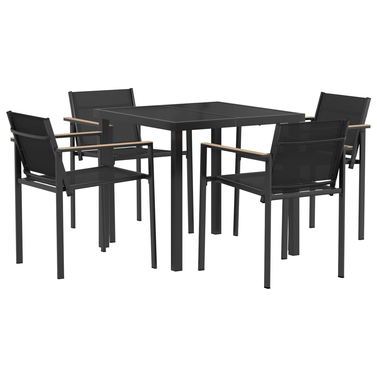 Utemøbelsett 5 pcs Svart og Anthracite 80 x 80 x 73 cm