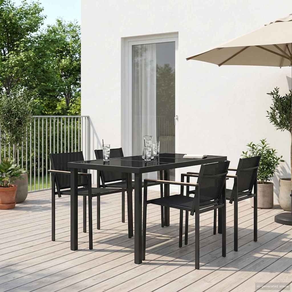 Utemøbelsett 5 pcs Svart og Anthracite 140 x 70 x 73 cm