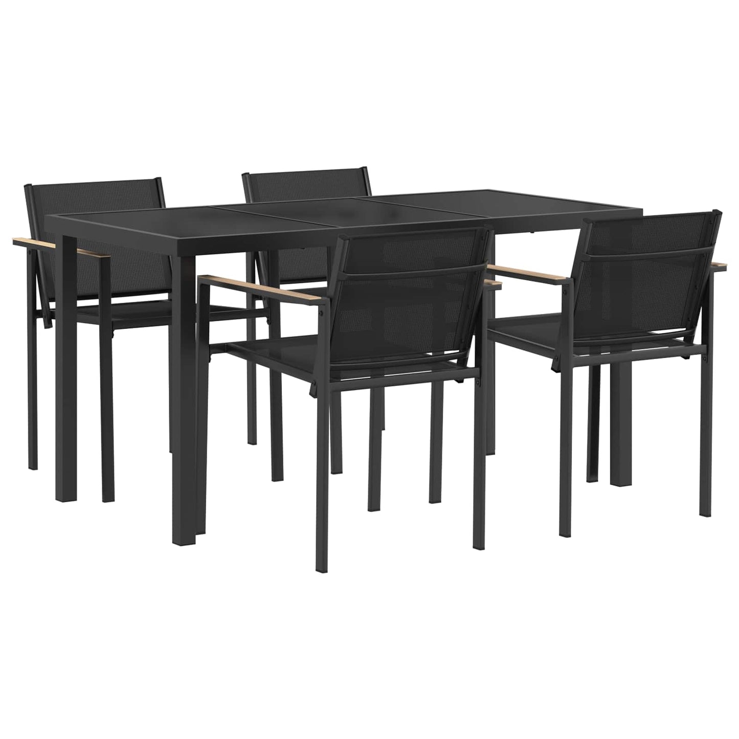 Utemøbelsett 5 pcs Svart og Anthracite 140 x 70 x 73 cm