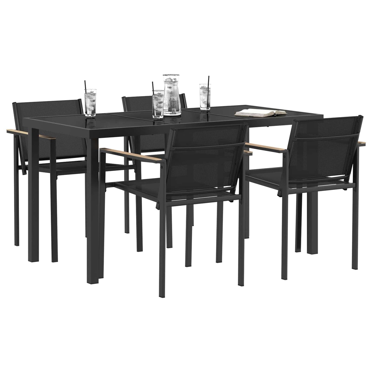 Utemøbelsett 5 pcs Svart og Anthracite 140 x 70 x 73 cm