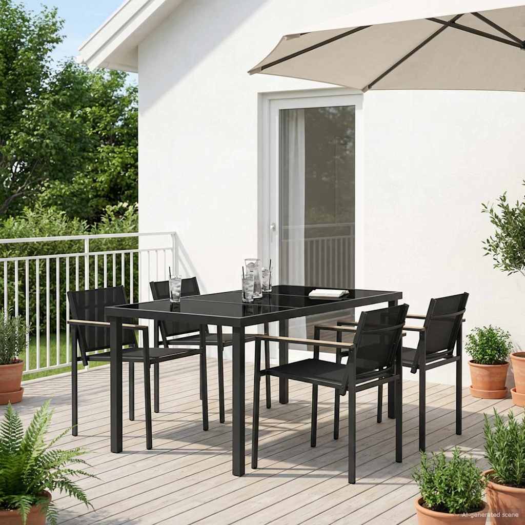 Utemøbelsett 5 pcs Svart og Anthracite Textilene