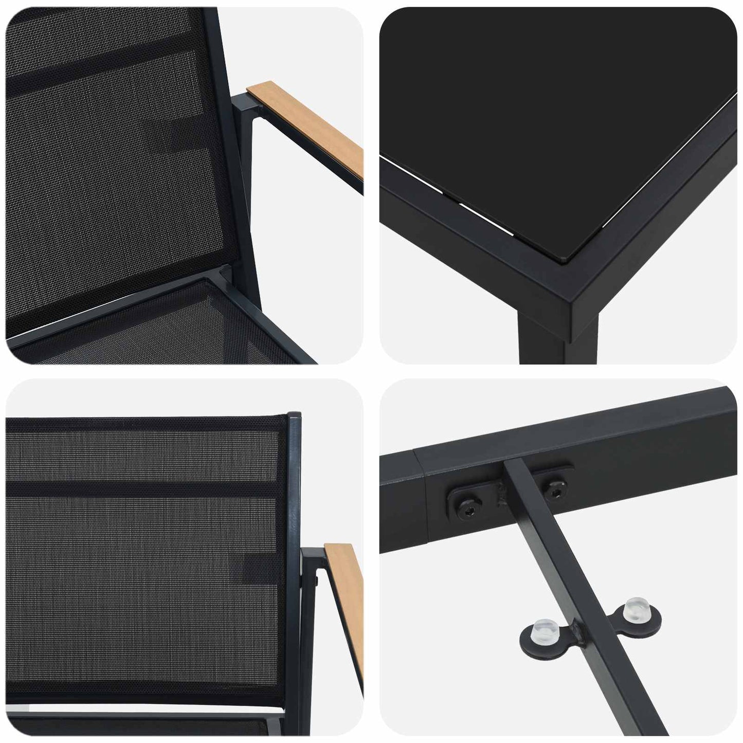 Utemøbelsett 7 pcs Svart og Anthracite 160 x 80 x 73 cm